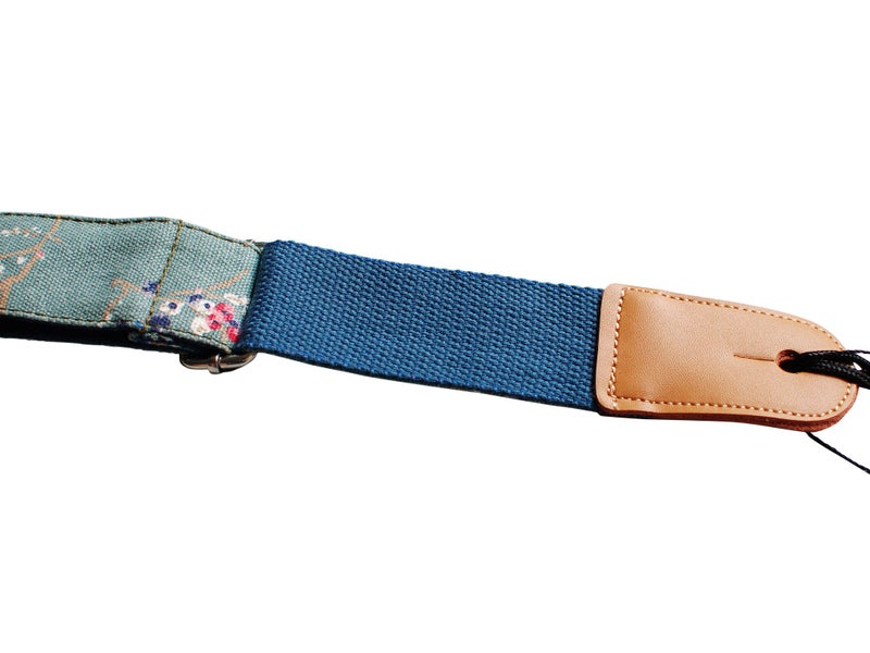 MUSIC FIRST Original Design Vintage Style â€œPlum Flowersâ€ Soft Canvas & Genuine Leather Ukulele Strap Ukulele Shoulder Strap With a Genuine Leather Strap Locker - Image 5